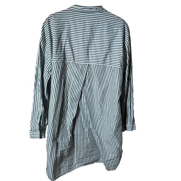 Trafaluc by Zara Women's Green White Striped Oversized Tunic Shirt Size Medium - Picture 5 of 5